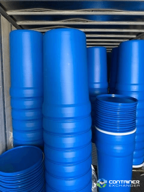 Drums For Sale: New 55 Gallon Blue Plastic Nestable Drums Open Top with Lids In Illinois - image  1