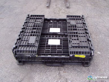 Pallet Containers For Sale: Used 45x48x25 Collapsible Bulk Containers - 2 Drop Doors - Black In Mississippi - image  2