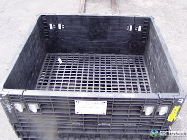 Pallet Containers For Sale: Used 45x48x25 Collapsible Bulk Containers - 2 Drop Doors - Black In Mississippi - image  3