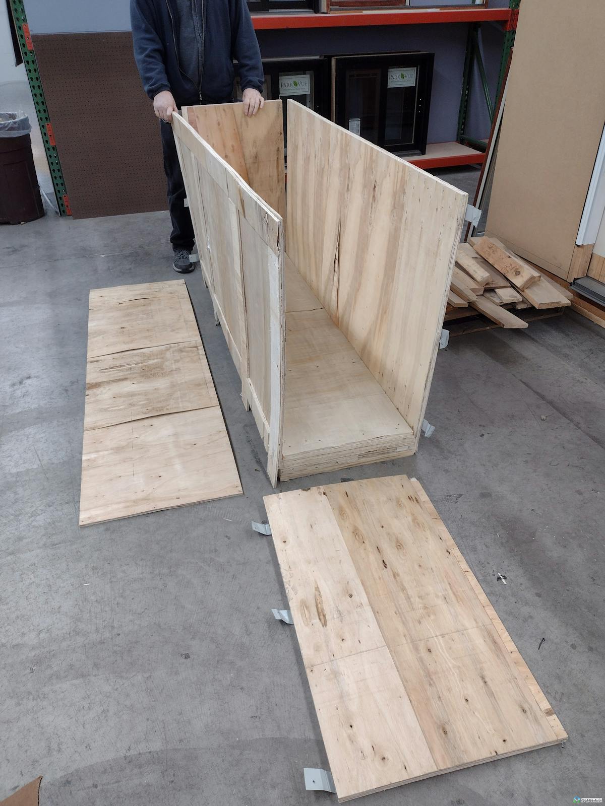 Wood Crates For Sale: Used 77.5x21.5x38 Heat treated Collapsible Plywood Crates Wisconsin In Wisconsin - image  2