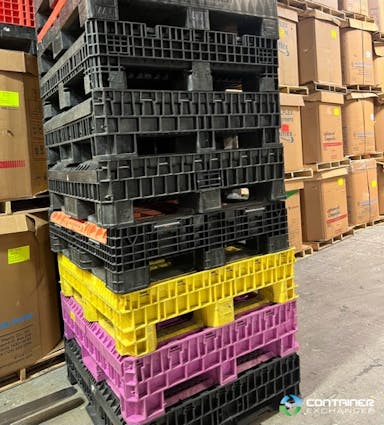 Pallet Containers For Sale: Used 45x48x34 Collapsible Bulk Containers with Drop Doors Black Colors Ontario In Ontario - image  3