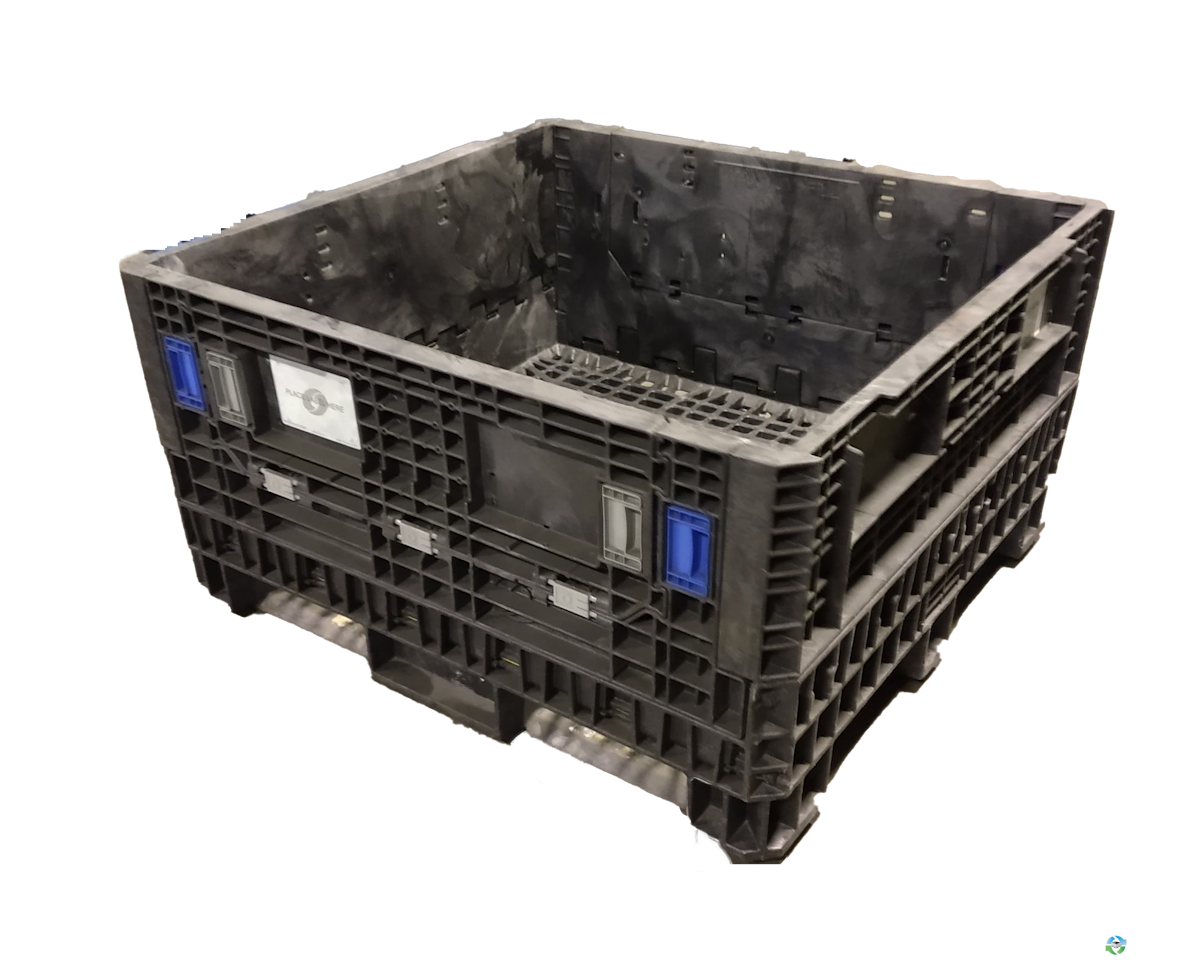 Pallet Containers For Sale: Reconditioned 30x32x25 All Black Bulk Container with Drop Doors Mississippi In Mississippi - image  2