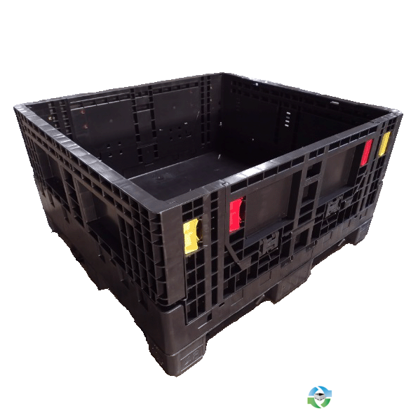 Pallet Containers For Sale: New Monoflo 48 x 44.5 x 25 Collapsible Bulk Boxes w. 2 drop doors - Black Georgia In Georgia - image  1