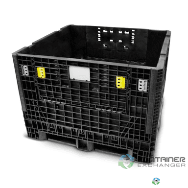 Pallet Containers For Sale: New 45x48x34 Collapsible Bulk Containers with 2 Drop Doors Black In Indiana - image  1