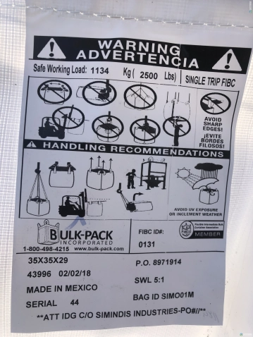 Bulk Bags - FIBC For Sale: New 35x35x29 Spout Top and Bottom FBIC Bulk Bags Pennsylvania In Pennsylvania - image 2 Bulk Bags - FIBC For Sale: New 35x35x29 Spout Top and Bottom FBIC Bulk Bags Pennsylvania In Pennsylvania - image 2