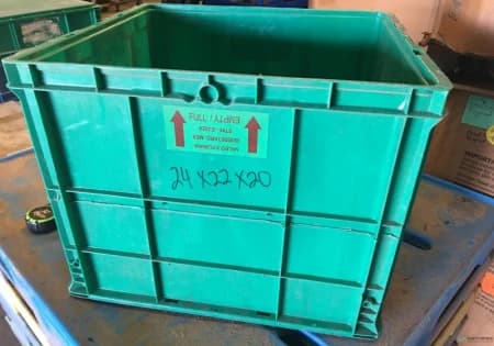 Stacking Totes For Sale: Used 24x22x20 Cut and Weld Handheld Totes In Texas - image 1 Stacking Totes For Sale: Used 24x22x20 Cut and Weld Handheld Totes In Texas - image 1