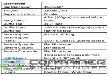 Bulk Bags - FIBC For Sale: NEW 35x35x50 Bulk Bags Duffle Top Spout Bottom New Jersey In New Jersey - image 2 Bulk Bags - FIBC For Sale: NEW 35x35x50 Bulk Bags Duffle Top Spout Bottom New Jersey In New Jersey - image 2