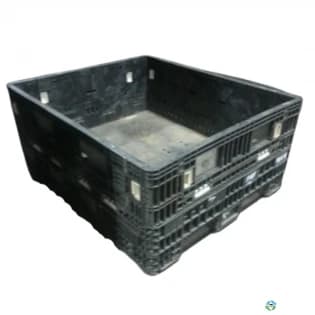 Pallet Containers For Sale: Used 57x48x25 Collapsible Bulk Containers with drop doors - Black In South Carolina - image 1 Pallet Containers For Sale: Used 57x48x25 Collapsible Bulk Containers with drop doors - Black In South Carolina - image 1