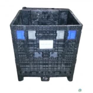Pallet Containers For Sale: Reconditioned 30x32x34 Collapsible Bulk Container - 2 Drop Doors - Black In Mississippi - image 1 Pallet Containers For Sale: Reconditioned 30x32x34 Collapsible Bulk Container - 2 Drop Doors - Black In Mississippi - image 1