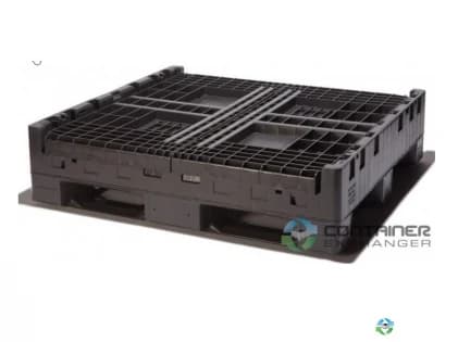 Pallet Containers For Sale: New Monoflo 48x44.5x34 Collapsible Bulk Boxes w. 2 drop doors - Black In Georgia - image 3 Pallet Containers For Sale: New Monoflo 48x44.5x34 Collapsible Bulk Boxes w. 2 drop doors - Black In Georgia - image 3