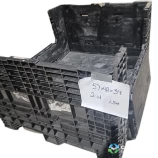 Pallet Containers For Sale: Used 57x48x34 Collapsible Plastic Pallet Containers with 2 Drop Doors- Black Indiana In Indiana - image 1 Pallet Containers For Sale: Used 57x48x34 Collapsible Plastic Pallet Containers with 2 Drop Doors- Black Indiana In Indiana - image 1