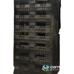 Pallet Containers For Sale: Used 57x48x34 Collapsible Plastic Pallet Containers with 2 Drop Doors- Black Indiana In Indiana - image 3 Pallet Containers For Sale: Used 57x48x34 Collapsible Plastic Pallet Containers with 2 Drop Doors- Black Indiana In Indiana - image 3