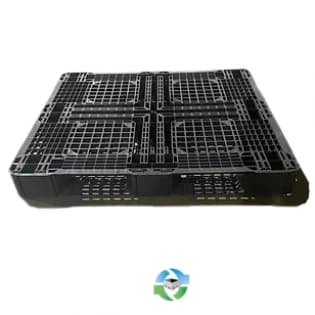 Plastic Pallets For Sale: Used 44x38x4.5 Black Stackable Plastic Pallets Indiana In Indiana - image 1 Plastic Pallets For Sale: Used 44x38x4.5 Black Stackable Plastic Pallets Indiana In Indiana - image 1