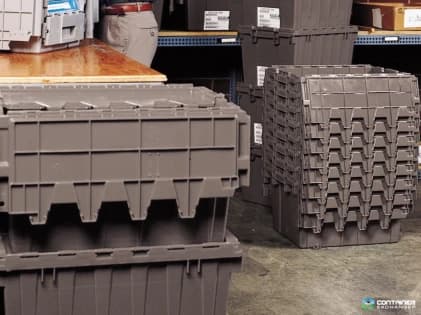 Stack & Nest Totes For Sale: New Grey 26.75x17x9.62 Attached Lid Container Ontario In Ontario - image 2 Stack & Nest Totes For Sale: New Grey 26.75x17x9.62 Attached Lid Container Ontario In Ontario - image 2