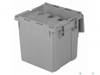 Stack & Nest Totes For Sale: New Grey 14.5x13.5x13.37 Attached lid Container Ontario In Ontario - image 2 Stack & Nest Totes For Sale: New Grey 14.5x13.5x13.37 Attached lid Container Ontario In Ontario - image 2