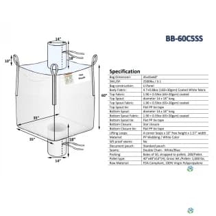 Bulk Bags - FIBC For Sale: NEW 35x35x60 Spout Top Spout Bottom Bulk Bags Coated New Jersey In New Jersey - image 1 Bulk Bags - FIBC For Sale: NEW 35x35x60 Spout Top Spout Bottom Bulk Bags Coated New Jersey In New Jersey - image 1