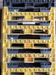 Pallet Containers For Sale: Refurbished 62x48x25 Mixed Color Bulk Bins Drop Doors on 48" side Ohio In Ohio - image 1 Pallet Containers For Sale: Refurbished 62x48x25 Mixed Color Bulk Bins Drop Doors on 48" side Ohio In Ohio - image 1