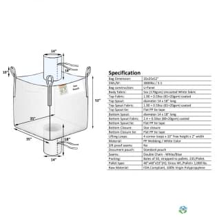 Bulk Bags - FIBC For Sale: New 35x35x52 Spout Top and Bottom Bulk Bags Uncoated New Jersey In New Jersey - image 1 Bulk Bags - FIBC For Sale: New 35x35x52 Spout Top and Bottom Bulk Bags Uncoated New Jersey In New Jersey - image 1
