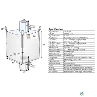 Bulk Bags - FIBC For Sale: New 35x35x60 Spout Top and Bottom Bulk Bags Uncoated New Jersey In New Jersey - image 1 Bulk Bags - FIBC For Sale: New 35x35x60 Spout Top and Bottom Bulk Bags Uncoated New Jersey In New Jersey - image 1