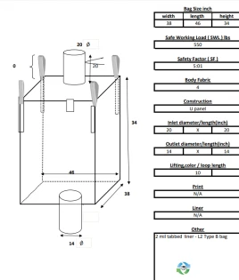 Bulk Bags - FIBC For Sale: New 38x46x34 Spout Top and Bottom Bulk Bags Pennsylvania In Pennsylvania - image 1 Bulk Bags - FIBC For Sale: New 38x46x34 Spout Top and Bottom Bulk Bags Pennsylvania In Pennsylvania - image 1