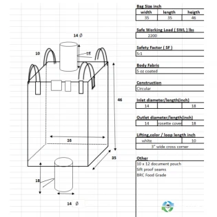 Bulk Bags - FIBC For Sale: New 35x35x46 Bulk Bags Spout and Bottom BRC Food Grade In Illinois - image 1 Bulk Bags - FIBC For Sale: New 35x35x46 Bulk Bags Spout and Bottom BRC Food Grade In Illinois - image 1