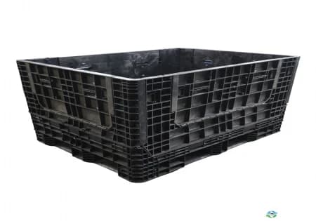 Pallet Containers For Sale: Used Orbis 64x48x34 Collapsible Bulk Containers 4 Drop Doors Black In Ohio - image 1 Pallet Containers For Sale: Used Orbis 64x48x34 Collapsible Bulk Containers 4 Drop Doors Black In Ohio - image 1