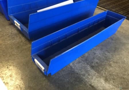 Stacking Totes For Sale: Used Quantum Shelf Bin 17-7/8x4-1/8X4 In Texas - image 1 Stacking Totes For Sale: Used Quantum Shelf Bin 17-7/8x4-1/8X4 In Texas - image 1