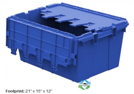 Stack & Nest Totes For Sale: New 21.8x15.2x12.5 Stack and Nest Totes with Attached Lids In Ohio - image 1 Stack & Nest Totes For Sale: New 21.8x15.2x12.5 Stack and Nest Totes with Attached Lids In Ohio - image 1