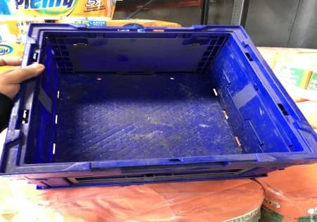 Stacking Totes For Sale: Used 14.75x12x7 Heavy Duty Collapsible Tote In New Jersey - image 1 Stacking Totes For Sale: Used 14.75x12x7 Heavy Duty Collapsible Tote In New Jersey - image 1