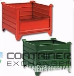 Metal Bins For Sale: NEW 31.5x25.5x30 Corrugated Solid Sided Metal Bulk Containers with Optional Doors Hopper Front Lugs In Wisconsin - image 1 Metal Bins For Sale: NEW 31.5x25.5x30 Corrugated Solid Sided Metal Bulk Containers with Optional Doors Hopper Front Lugs In Wisconsin - image 1