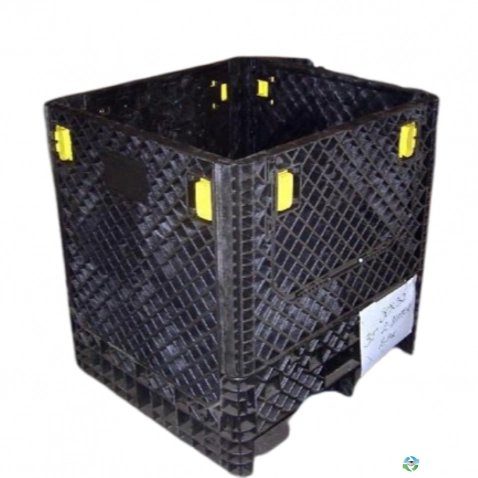Pallet Containers For Sale: Used 30x32x34 Collapsible Bulk Containers with drop doors - Black or Mixed colors Indiana In Indiana - image 1 Pallet Containers For Sale: Used 30x32x34 Collapsible Bulk Containers with drop doors - Black or Mixed colors Indiana In Indiana - image 1