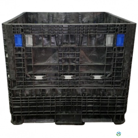 Pallet Containers For Sale: Used 45x48x42 Collapsible Bulk Containers with Drop Doors - Black and Mixed Colors Ohio In Ohio - image 1 Pallet Containers For Sale: Used 45x48x42 Collapsible Bulk Containers with Drop Doors - Black and Mixed Colors Ohio In Ohio - image 1