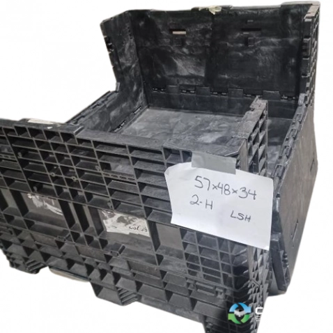 Pallet Containers For Sale: Used 57x48x34 Collapsible Plastic Pallet Containers with 2 Drop Doors- Black Indiana In Indiana - image 1 Pallet Containers For Sale: Used 57x48x34 Collapsible Plastic Pallet Containers with 2 Drop Doors- Black Indiana In Indiana - image 1