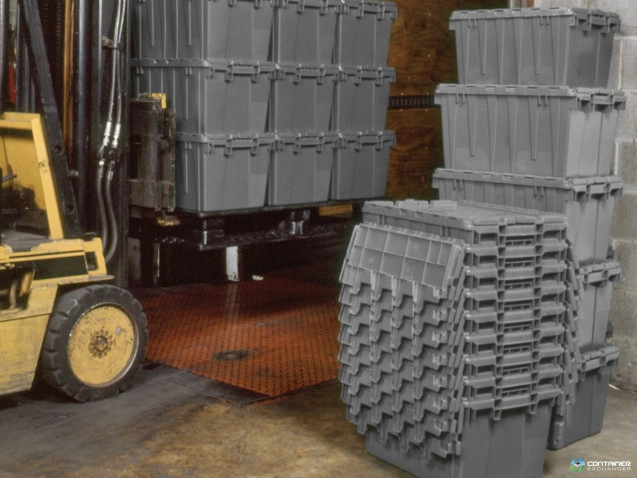 Stack & Nest Totes For Sale: New Grey 26.75x17x9.62 Attached Lid Container Ontario In Ontario - image 3 Stack & Nest Totes For Sale: New Grey 26.75x17x9.62 Attached Lid Container Ontario In Ontario - image 3