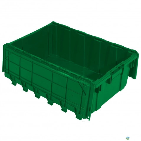 Stack & Nest Totes For Sale: New Green 26.75x17x9.62 Attached lid Container Ontario In Ontario - image 1 Stack & Nest Totes For Sale: New Green 26.75x17x9.62 Attached lid Container Ontario In Ontario - image 1