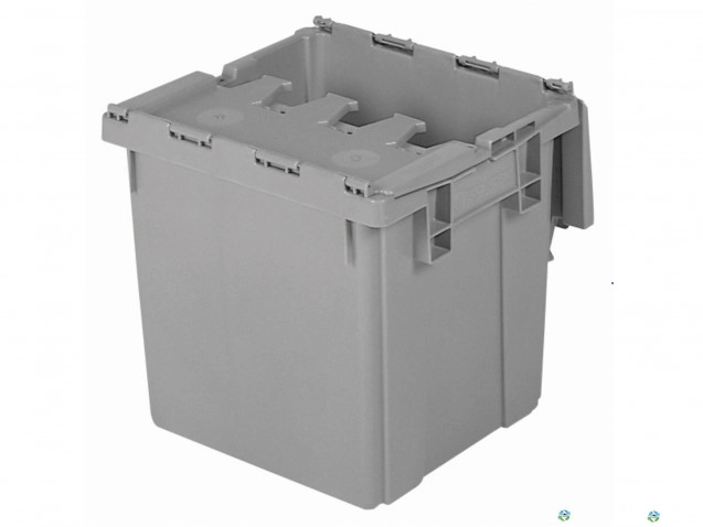 Stack & Nest Totes For Sale: New Grey 14.5x13.5x13.37 Attached lid Container Ontario In Ontario - image 2 Stack & Nest Totes For Sale: New Grey 14.5x13.5x13.37 Attached lid Container Ontario In Ontario - image 2