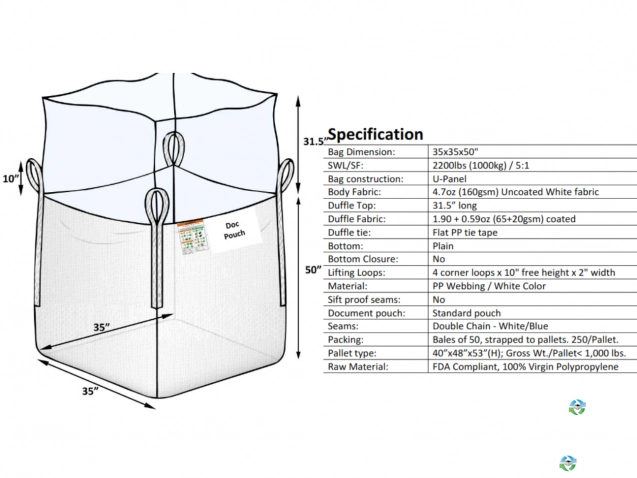 Bulk Bags - FIBC For Sale: NEW 35x35x50 Bulk Bags Duffle Top Flat Bottom New Jersey and California In New Jersey - image 2 Bulk Bags - FIBC For Sale: NEW 35x35x50 Bulk Bags Duffle Top Flat Bottom New Jersey and California In New Jersey - image 2