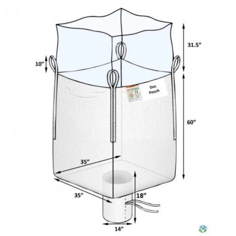 Bulk Bags - FIBC For Sale: NEW 35x35x60 Duffle Top Spout Bottom Bulk Bags New Jersey In New Jersey - image 2 Bulk Bags - FIBC For Sale: NEW 35x35x60 Duffle Top Spout Bottom Bulk Bags New Jersey In New Jersey - image 2