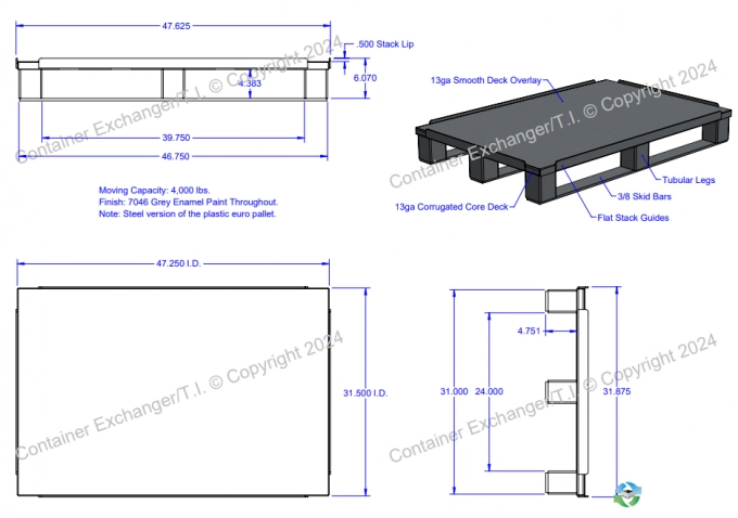 Metal Pallets For Sale: NEW 47.63" x 31.87" CUSTOM STEEL PALLET In Wisconsin - image 3 Metal Pallets For Sale: NEW 47.63" x 31.87" CUSTOM STEEL PALLET In Wisconsin - image 3