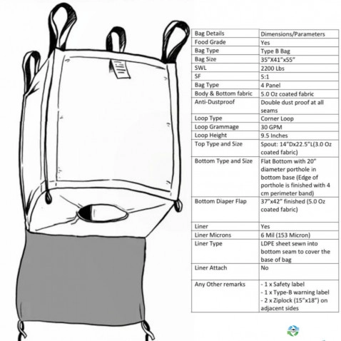 Bulk Bags - FIBC For Sale: New 35x41x54 Spout Top Spout Bottom Bulk Bags FIBC Ohio In Ohio - image 2 Bulk Bags - FIBC For Sale: New 35x41x54 Spout Top Spout Bottom Bulk Bags FIBC Ohio In Ohio - image 2