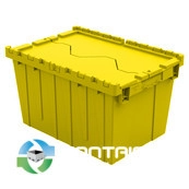 Stack & Nest Totes For Sale: New 21.9x15.2x12.8 Attached Lid Container Traction Bottom Yellow In Ontario - image 1 Stack & Nest Totes For Sale: New 21.9x15.2x12.8 Attached Lid Container Traction Bottom Yellow In Ontario - image 1