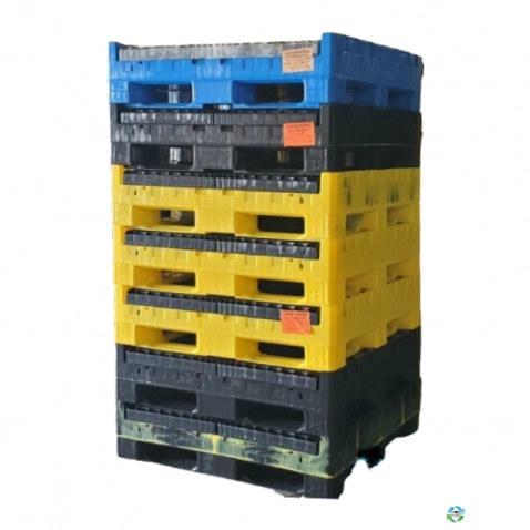 Pallet Containers For Sale: New Monoflo 45x48x34 Multicolored Collapsible Bulk Containers w. Drop Doors Ohio In Ohio - image 1 Pallet Containers For Sale: New Monoflo 45x48x34 Multicolored Collapsible Bulk Containers w. Drop Doors Ohio In Ohio - image 1