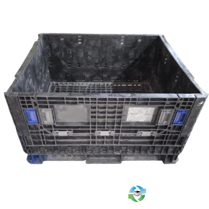Pallet Containers For Sale: Refurbished 45x48x25 Collapsible Bulk Containers All Black with Drop Doors Ohio In Ohio - image 1 Pallet Containers For Sale: Refurbished 45x48x25 Collapsible Bulk Containers All Black with Drop Doors Ohio In Ohio - image 1