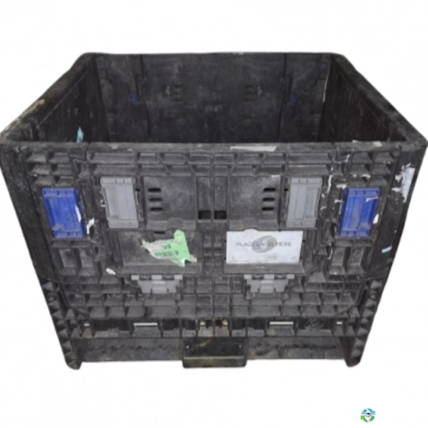 Pallet Containers For Sale: Refurbished 30x32x25 Collapsible Bulk Container All Black with 2 Drop Doors Ohio In Ohio - image 1 Pallet Containers For Sale: Refurbished 30x32x25 Collapsible Bulk Container All Black with 2 Drop Doors Ohio In Ohio - image 1
