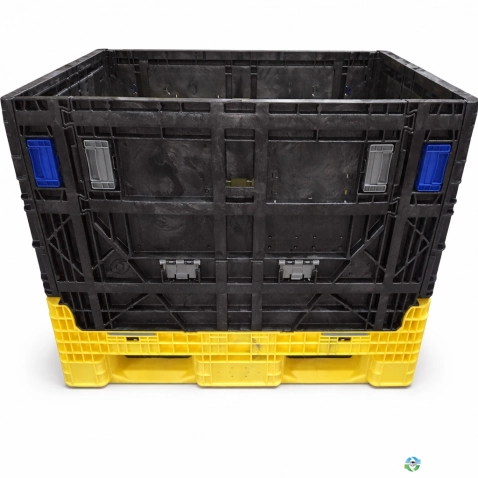 Pallet Containers For Sale: Brand New Orbis 4548-34 Yellow Base Black Door Swirl (2) Drop Doors In Ohio - image 1 Pallet Containers For Sale: Brand New Orbis 4548-34 Yellow Base Black Door Swirl (2) Drop Doors In Ohio - image 1