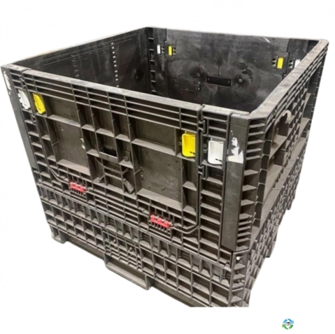 Pallet Containers For Sale: Used 45x48x42 Collapsible Bulk Containers w. Drop Doors Black Georgia In Georgia - image 1 Pallet Containers For Sale: Used 45x48x42 Collapsible Bulk Containers w. Drop Doors Black Georgia In Georgia - image 1