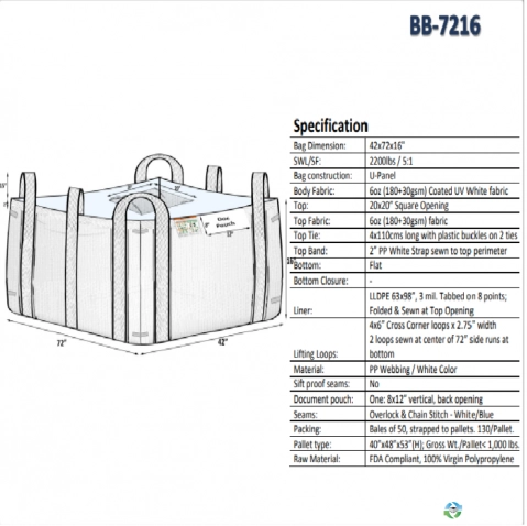Bulk Bags - FIBC For Sale: New 42x72x16 Open Top, Flat Bottom Concrete Wash Out Bulk Bags New Jersey In New Jersey - image 1 Bulk Bags - FIBC For Sale: New 42x72x16 Open Top, Flat Bottom Concrete Wash Out Bulk Bags New Jersey In New Jersey - image 1