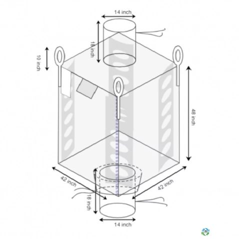 Bulk Bags - FIBC For Sale: New 42x42x48 Spout Top Spout Bottom Bulk Bags with Baffles Ohio In Ohio - image 1 Bulk Bags - FIBC For Sale: New 42x42x48 Spout Top Spout Bottom Bulk Bags with Baffles Ohio In Ohio - image 1