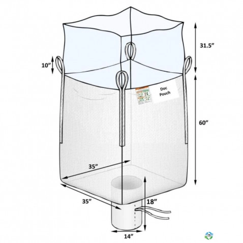 Bulk Bags - FIBC For Sale: New 35x35x60 Duffle Top Spout Bottom U Panel Bulk Bag FIBC New Jersey In New Jersey - image 2 Bulk Bags - FIBC For Sale: New 35x35x60 Duffle Top Spout Bottom U Panel Bulk Bag FIBC New Jersey In New Jersey - image 2