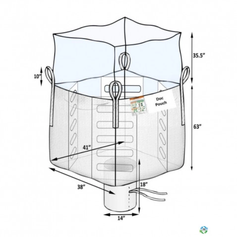Bulk Bags - FIBC For Sale: New 38x41x63 Duffle Top Spout Bottom Baffle Bulk Bags FIBC New Jersey In New Jersey - image 1 Bulk Bags - FIBC For Sale: New 38x41x63 Duffle Top Spout Bottom Baffle Bulk Bags FIBC New Jersey In New Jersey - image 1